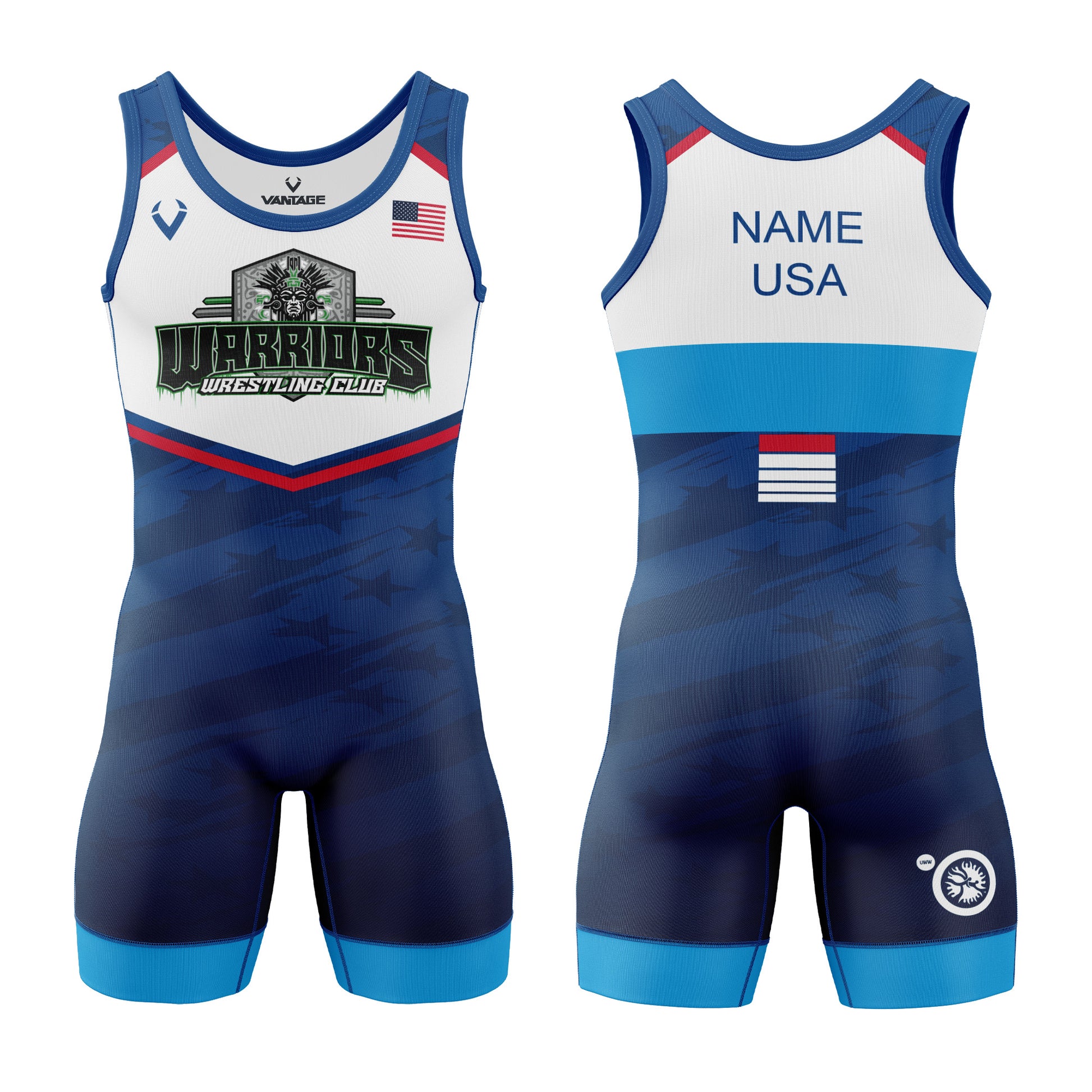 Warriors WC - Contender Singlet (Design 3 - Blue)
