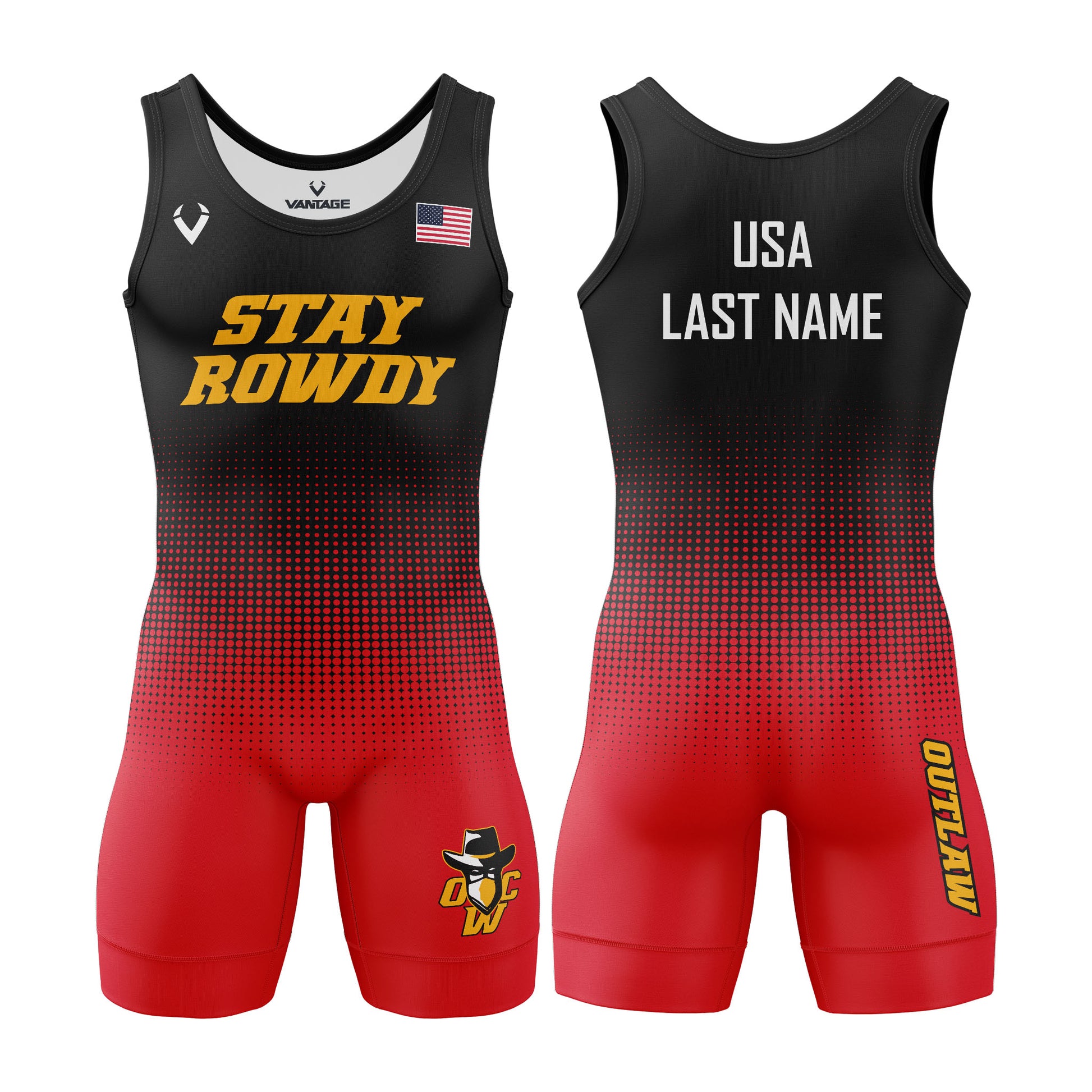 Outlaw WC (NC) - Contender Singlet (Stay Rowdy - Red)